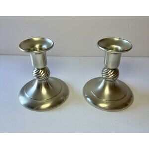 Vintage Pair of Royal Holland K.M.D. Tiel Pewter Candlestick Holders